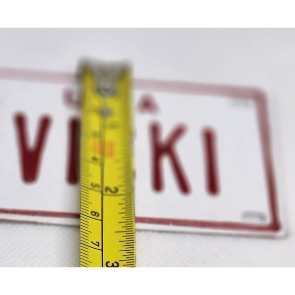 U.S.A Vicki Personalized White Red Collectible Mini License Bicycle Bike Plate - Picture 3 of 4